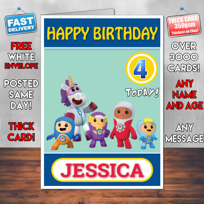 Personalised Kids Inspired Go Jetters 10 Style Theme Personalised Kidshows Birthday Card (SA)