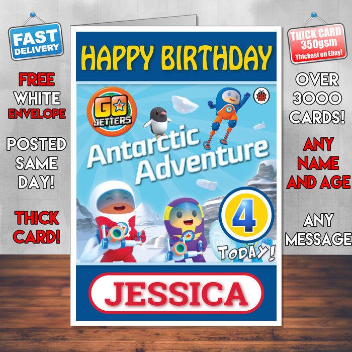 Personalised Kids Inspired Go Jetters 6 Style Theme Personalised Kidshows Birthday Card (SA)