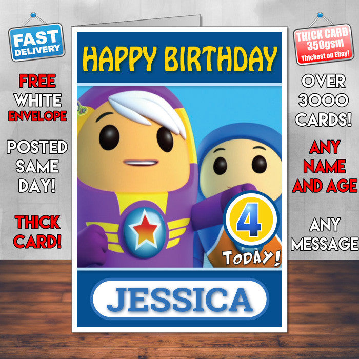 Personalised Kids Inspired Go Jetters 7 Style Theme Personalised Kidshows Birthday Card (SA)