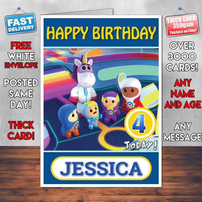 Personalised Kids Inspired Go Jetters 9 Style Theme Personalised Kidshows Birthday Card (SA)