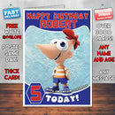 Personalised Kids Inspired INFINITY Phineas Flynn Birthday Card (SA)