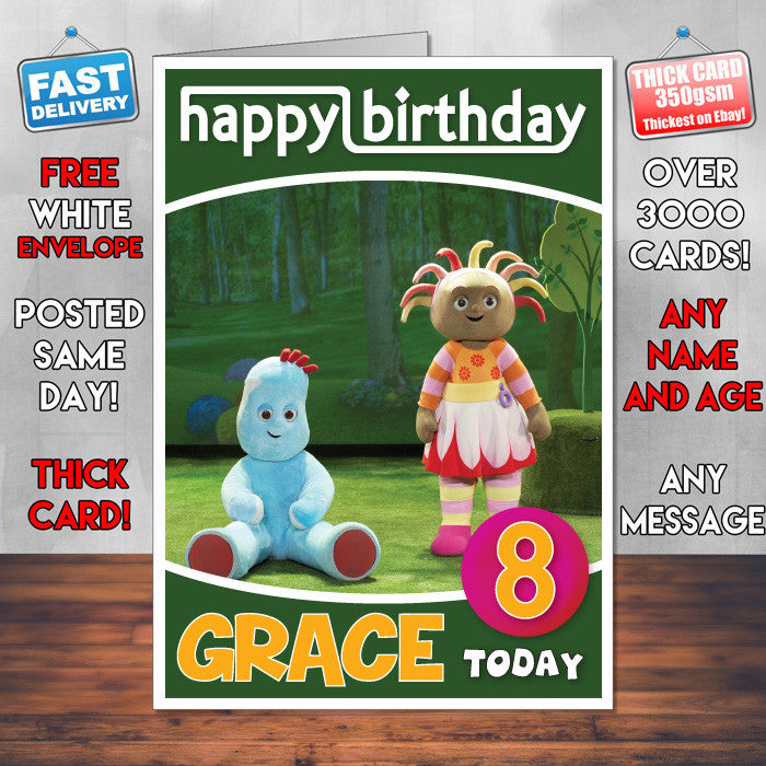 Personalised Kids Inspired In The Night Garden 5 Style Theme Personalised Kidshows Birthday Card (SA)