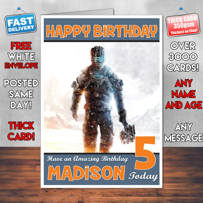 Personalised Kids Isaac Dead Space 3 Game Inspired Style Birthday Card (SA)