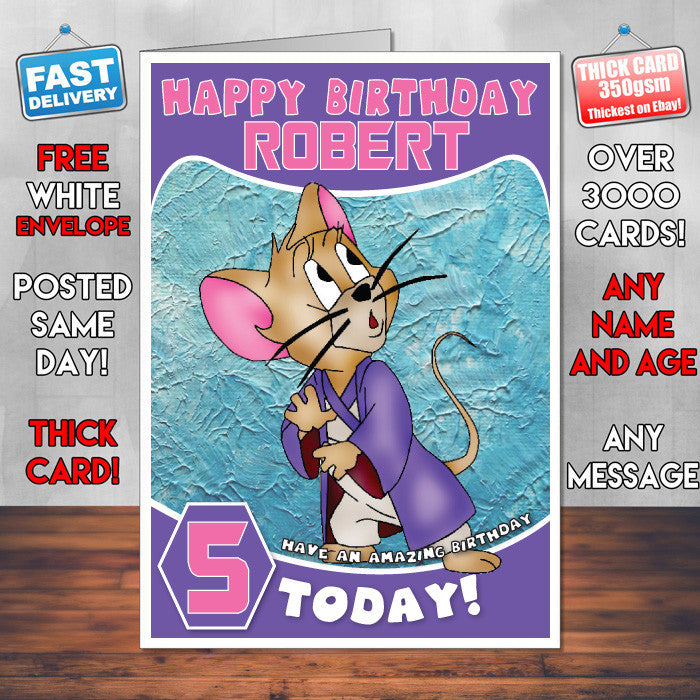 Personalised Kids Inspired Jerry 10 Birthday Card (SA)