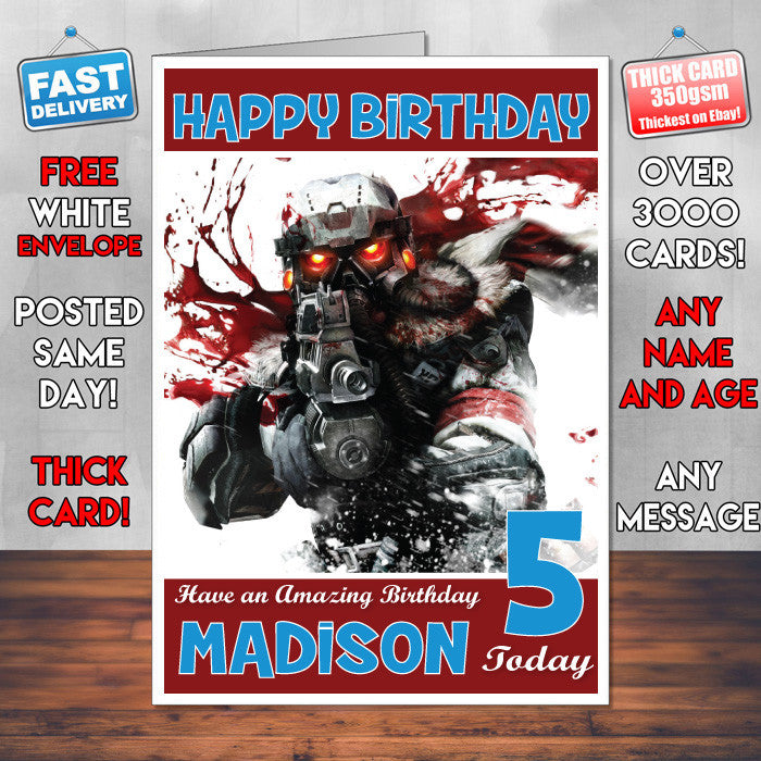 Personalised Kids Killzone Shadow Fall 1 Game Inspired Style Birthday Card (SA)