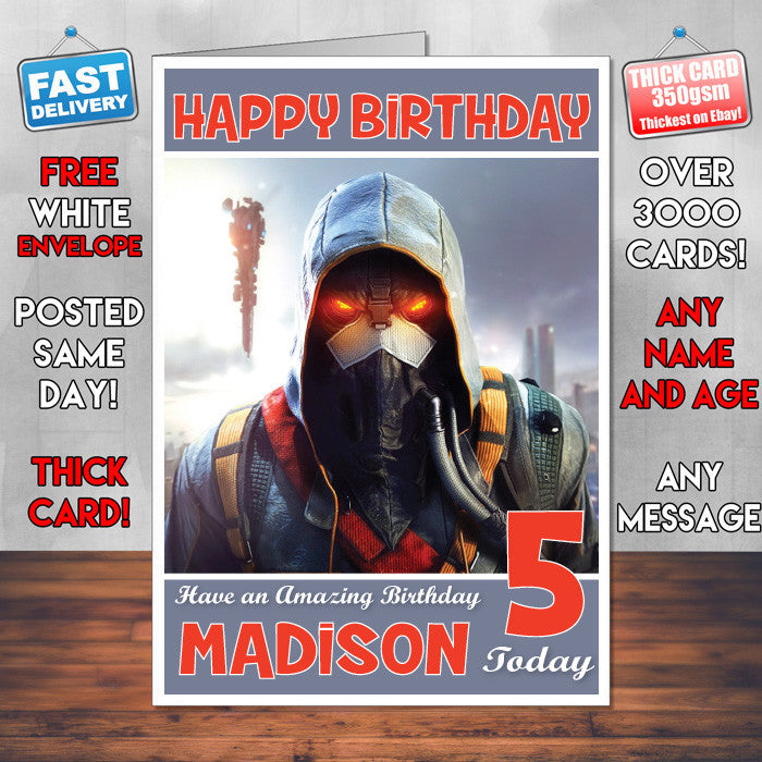 Personalised Kids Killzone Shadow Fall 2 Game Inspired Style Birthday Card (SA)