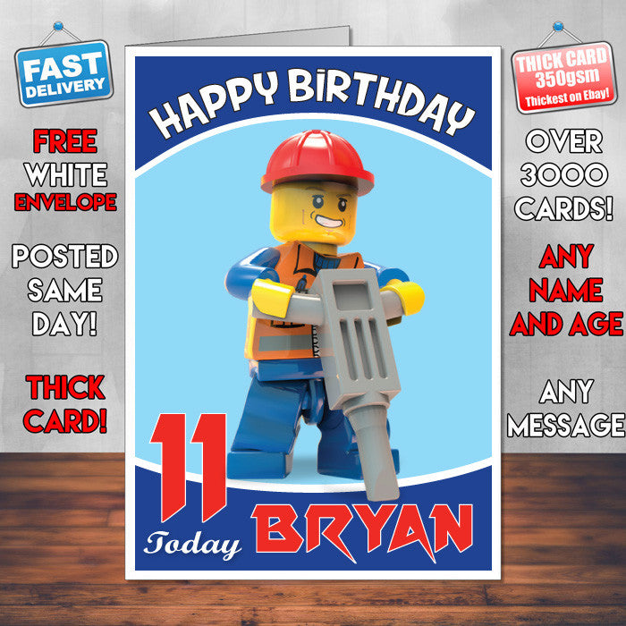 Personalised Kids Inspired LEGO PEOPLE 2 Birthday Card (SA)