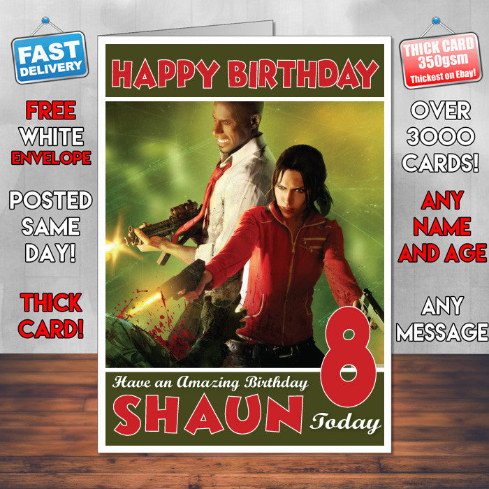 Personalised Kids Left 4 Dead 1 Game Inspired Style Birthday Card (SA)