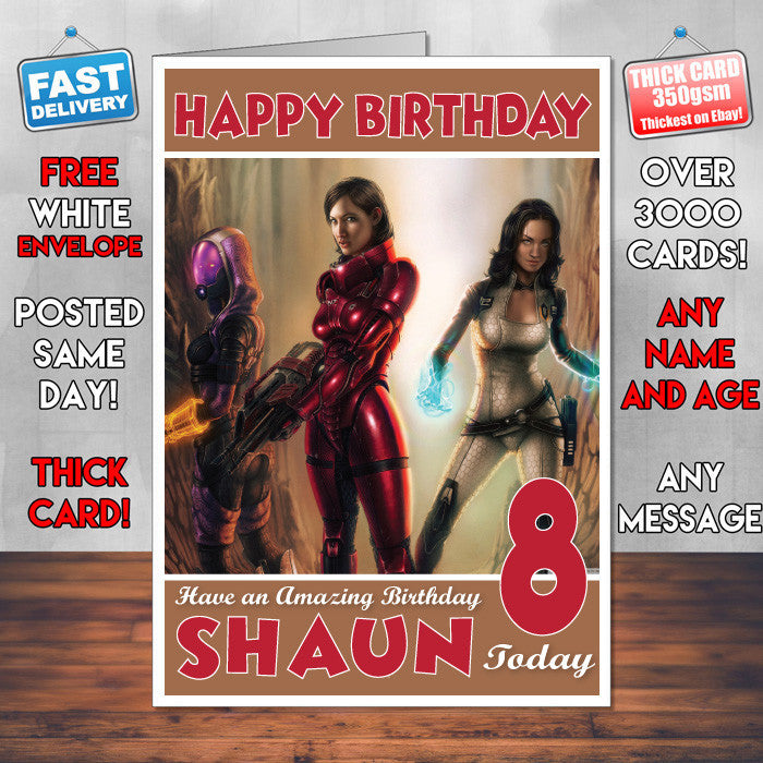 Personalised Kids Mass Effect 1 Game Inspired Style Birthday Card (SA)