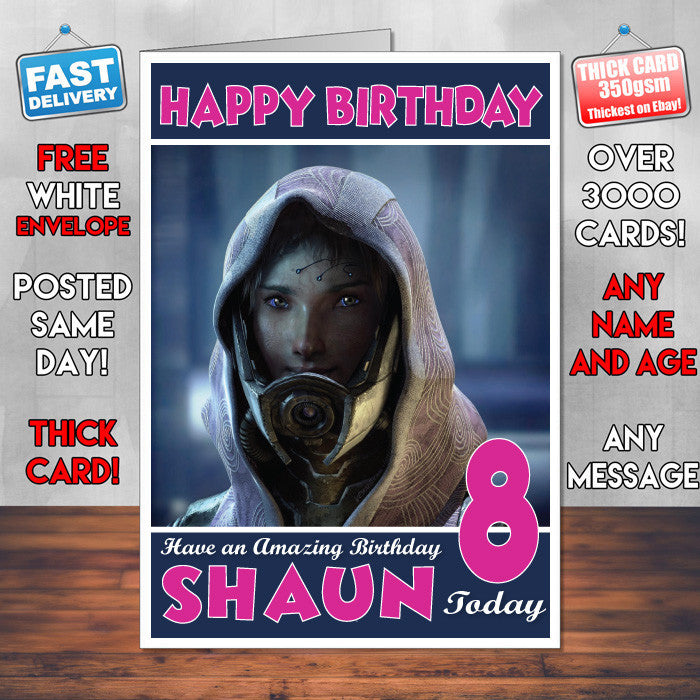 Personalised Kids Mass Effect 2 Game Inspired Style Birthday Card (SA)