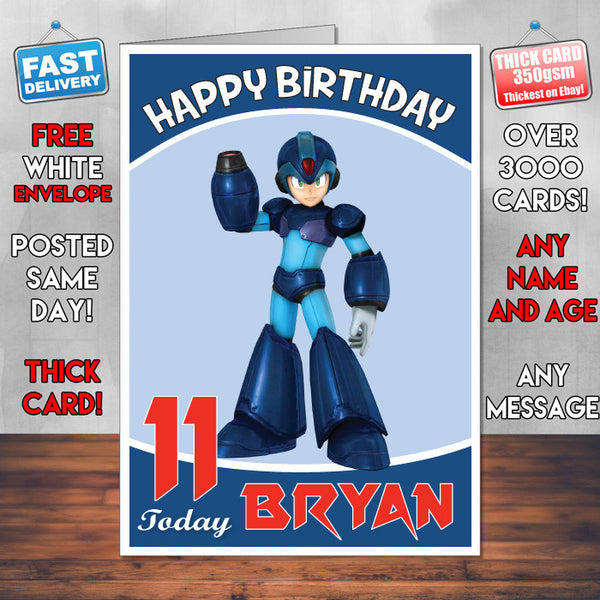 Personalised Kids Inspired Megaman X Birthday Card (SA)