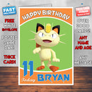 Personalised Kids Inspired Meowth 3d Birthday Card (SA)