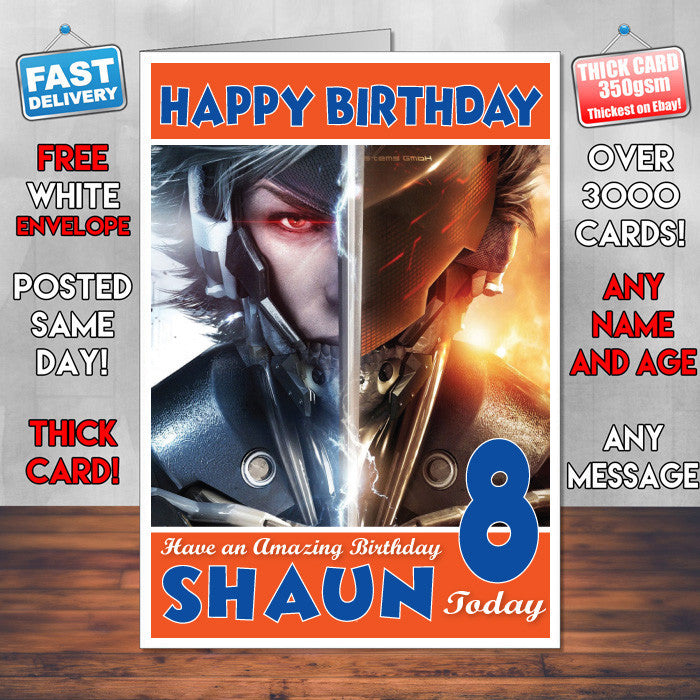 Personalised Kids Metal Gear Rising Revengeance Game Inspired Style Birthday Card (SA)