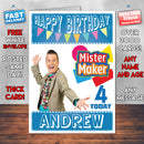 Personalised Kids Inspired Mister Maker Style Theme Personalised Kidshows Birthday Card (SA)