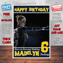 Personalised Kids Mortal Komabt Cassie Cage Game Inspired Style Birthday Card (SA)
