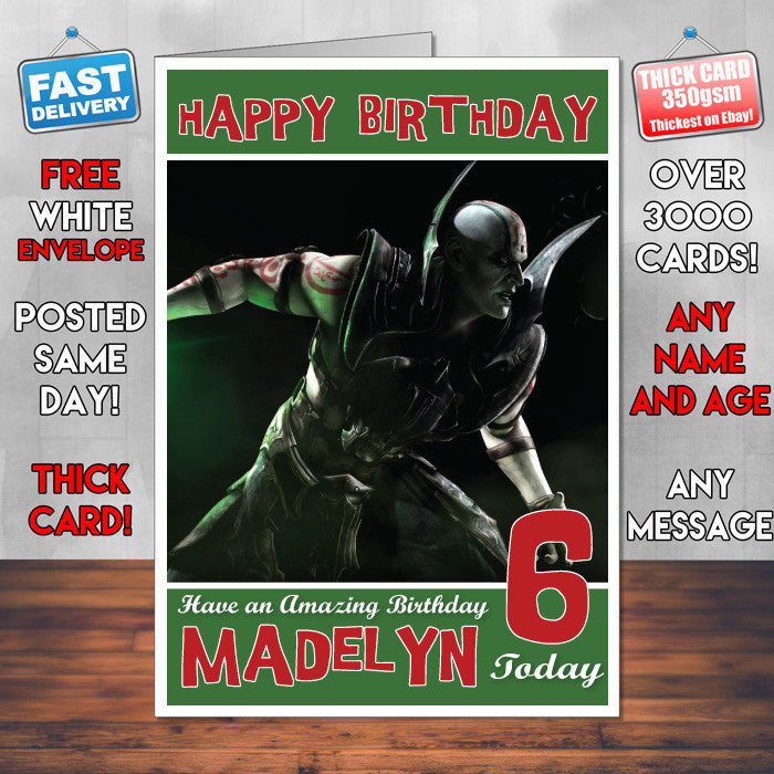 Personalised Kids Mortal Komabt X Game Inspired Style Birthday Card (SA)