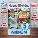 Personalised Kids Inspired Mr Bloom's Nursery 1 Style Theme Personalised Kidshows Birthday Card (SA)