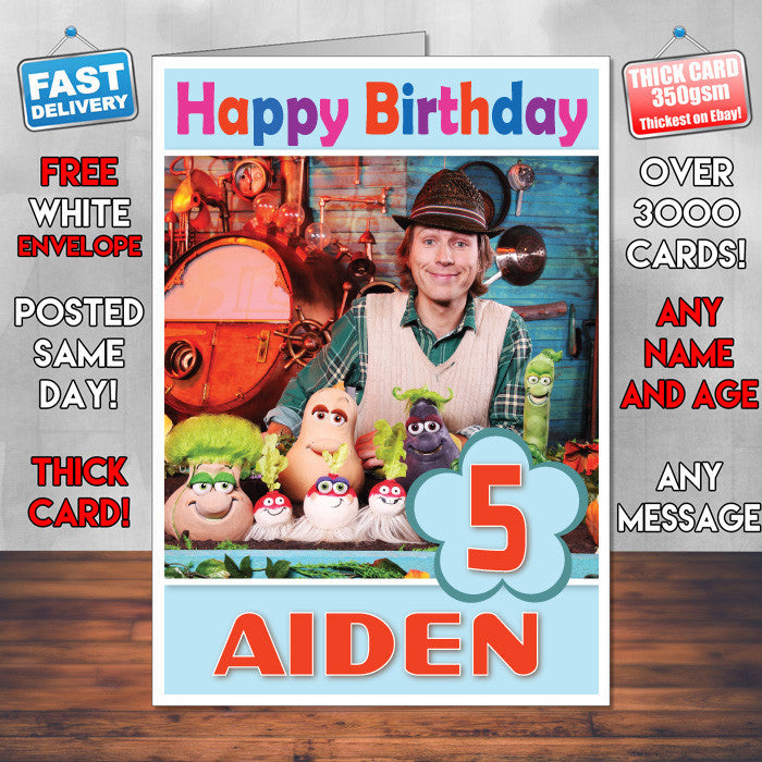 Personalised Kids Inspired Mr Bloom's Nursery 2 Style Theme Personalised Kidshows Birthday Card (SA)