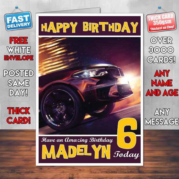 Personalised Kids Need Fo Speed Payback Game Inspired Style Birthday Card (SA)