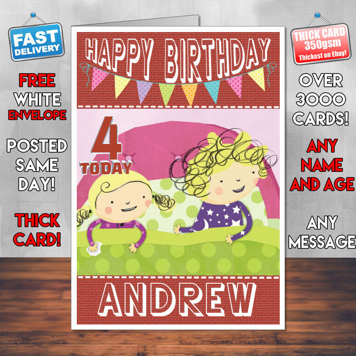 Personalised Kids Inspired Nelly And Nora 1 Style Theme Personalised Kidshows Birthday Card (SA)