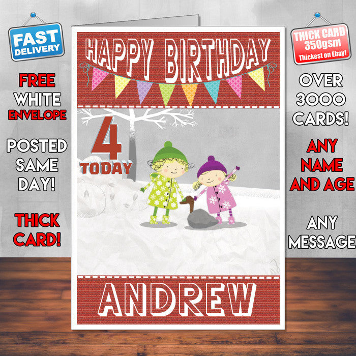 Personalised Kids Inspired Nelly And Nora 3 Style Theme Personalised Kidshows Birthday Card (SA)