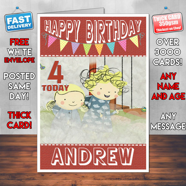 Personalised Kids Inspired Nelly And Nora 5 Style Theme Personalised Kidshows Birthday Card (SA)