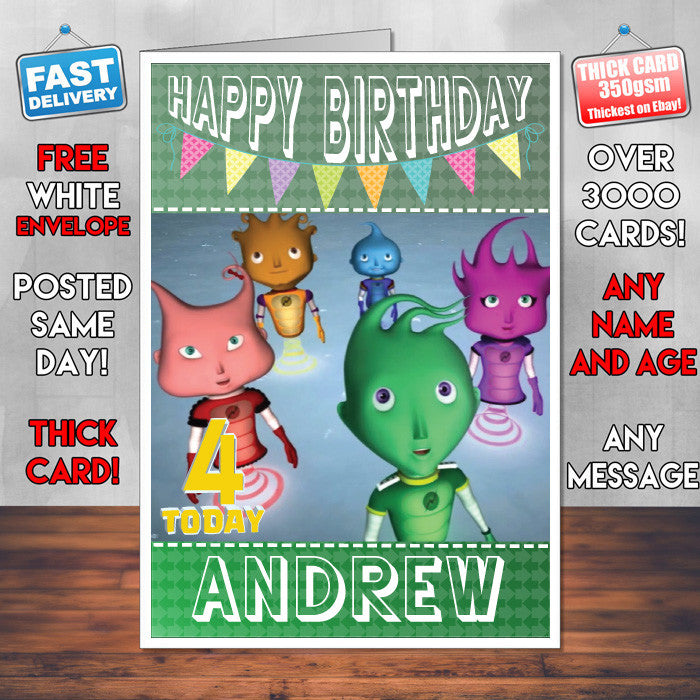 Personalised Kids Inspired Nina And The Neurons 2 Style Theme Personalised Kidshows Birthday Card (SA)