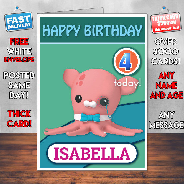 Personalised Kids Inspired OCTANAUGHTS 11 Bithday Card (SA)