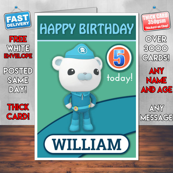 Personalised Kids Inspired OCTANAUGHTS 1 Bithday Card (SA)