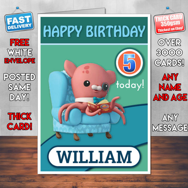 Personalised Kids Inspired OCTANAUGHTS 5 Bithday Card (SA)