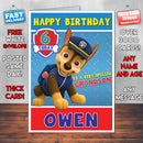 Personalised Kids Inspired PAW PATROL CHASE Birthday Card (SA)