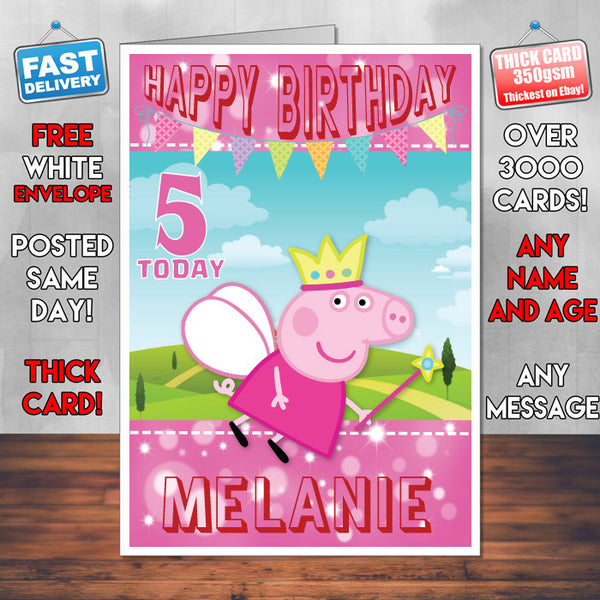 Personalised Kids Inspired PEPPA PIG 2 Birthday Card (SA)