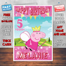 Personalised Kids Inspired PEPPA PIG 2 Birthday Card (SA)