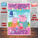 Personalised Kids Inspired PEPPA PIG 4 Birthday Card (SA)