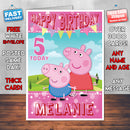 Personalised Kids Inspired PEPPA PIG 6 Birthday Card (SA)
