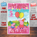 Personalised Kids Inspired PEPPA PIG 8 Birthday Card (SA)