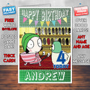 Personalised Kids Inspired Sarah And Duck 3 Style Theme Personalised Kidshows Birthday Card (SA)