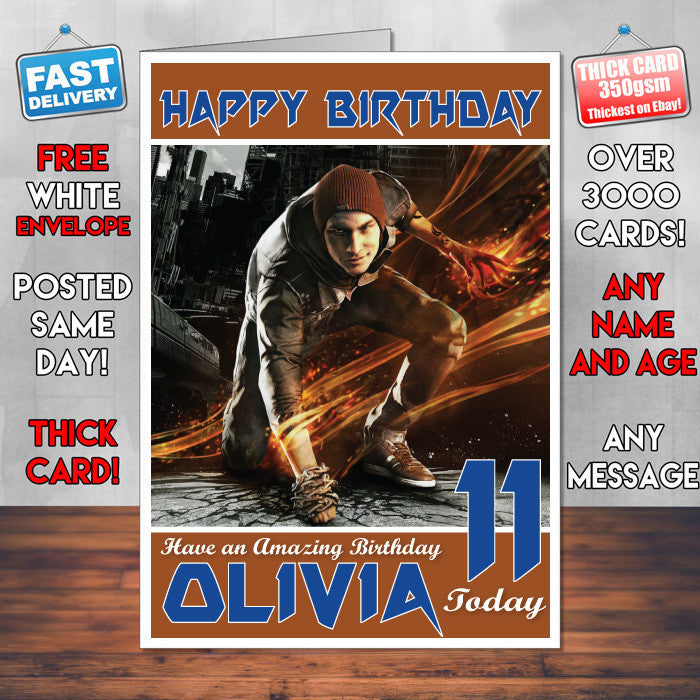 Personalised Kids Second Son Game Inspired Style Birthday Card (SA)