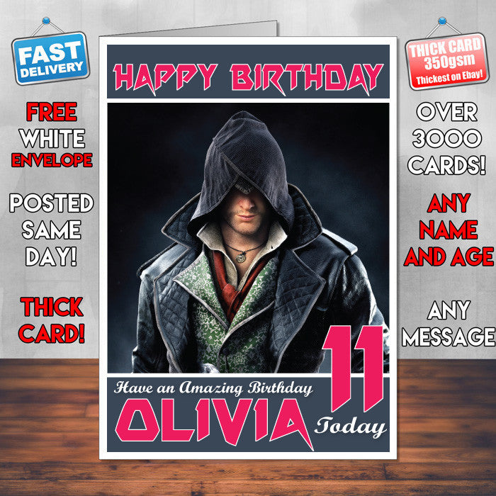 Personalised Kids Syndicate Jacob Frye Game Inspired Style Birthday Card (SA)