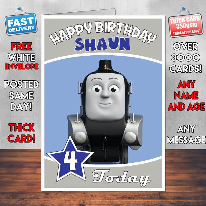Personalised Kids Inspired THOMAS TANK ENGINE 6 Birthday Card (SA)