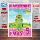 Personalised Kids Inspired Teletubbies 2 Style Theme Personalised Kidshows Birthday Card (SA)