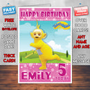 Personalised Kids Inspired Teletubbies 3 Style Theme Personalised Kidshows Birthday Card (SA)