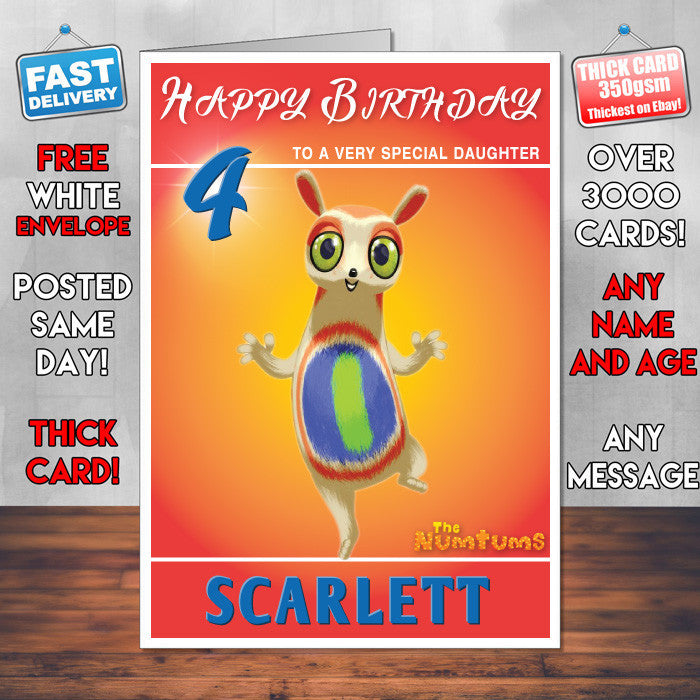 Personalised Kids Inspired The Numtums 1 Kidshows Birthday Cards (SA)