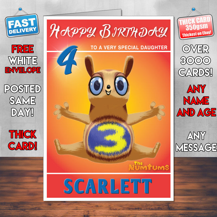 Personalised Kids Inspired The Numtums 3 Kidshows Birthday Cards (SA)