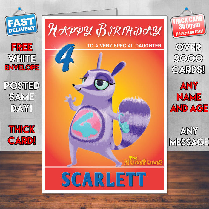 Personalised Kids Inspired The Numtums 4 Kidshows Birthday Cards (SA)