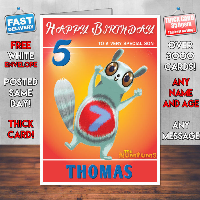 Personalised Kids Inspired The Numtums 7 Kidshows Birthday Cards (SA)