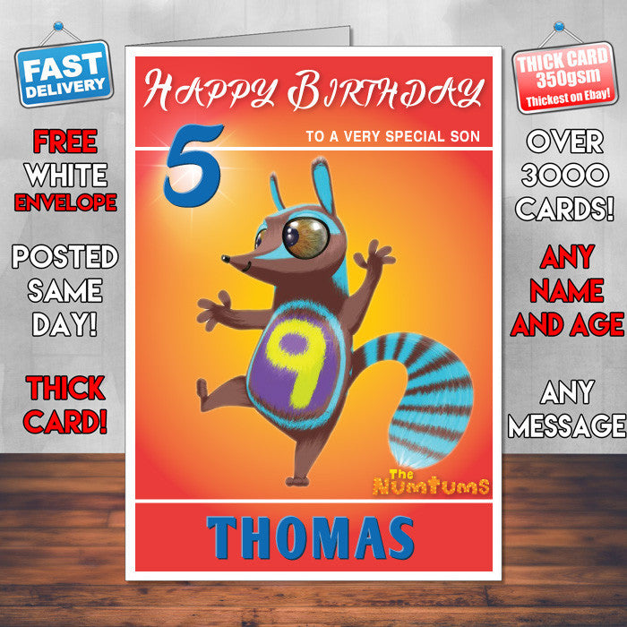 Personalised Kids Inspired The Numtums 9 Kidshows Birthday Cards (SA)