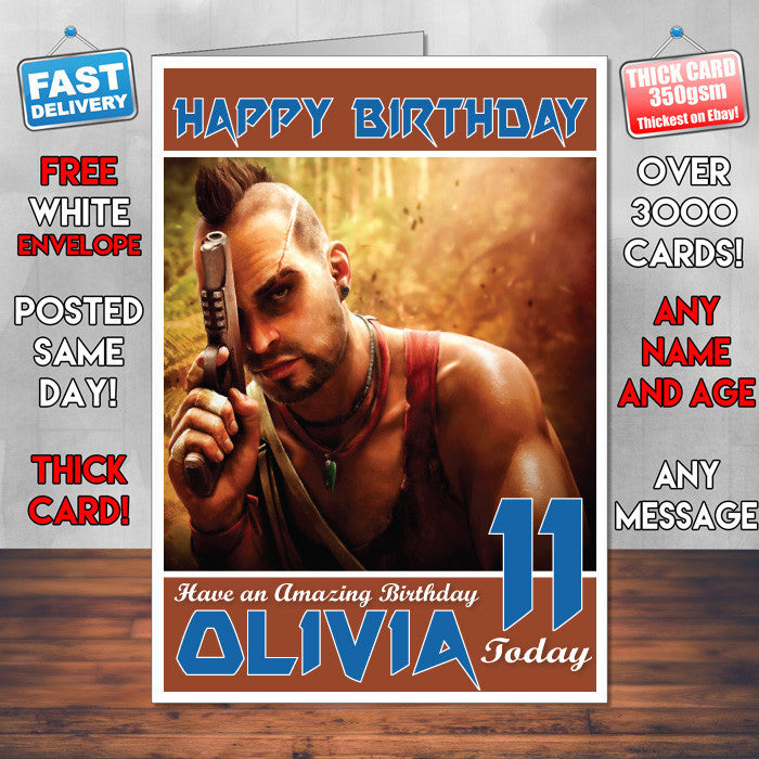 Personalised Kids Vaas Far Cry Game Inspired Style Birthday Card (SA)