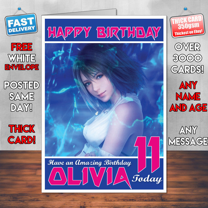 Personalised Kids Yuna Game Inspired Style Birthday Card (SA)
