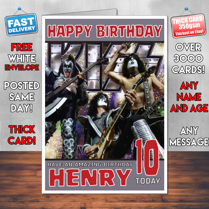 Personalised Kiss Band Celebrity Inspired Style Birthday Card (SA)